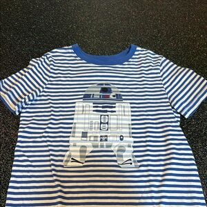 Blue and White Striped R2-D2 T-Shirt, Size 10